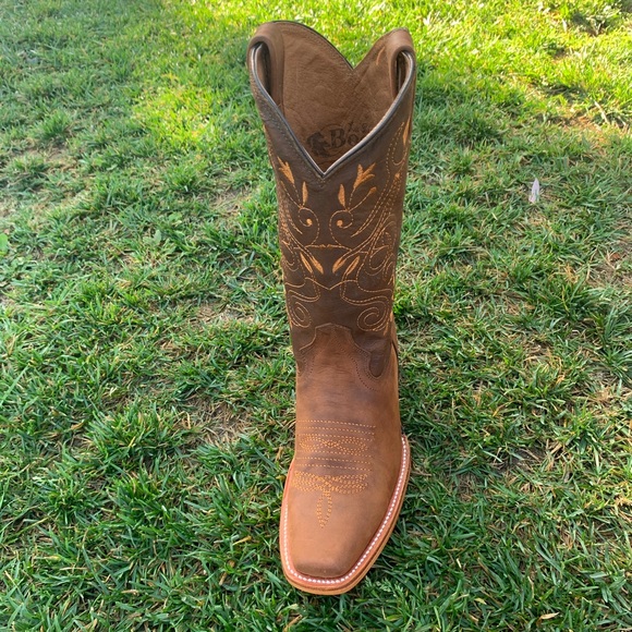 Women's Western Cowgirl Boots Cubans heel 404 tan - Picture 2 of 7